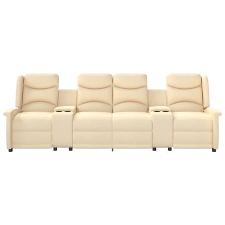 Fauteuil inclinable avec porte-gobelets 4 places Crème Tissu