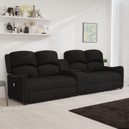 Fauteuil inclinable avec porte-gobelets 4 places Noir Tissu 3