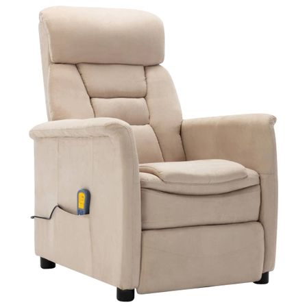Fauteuil inclinable de massage Crème Similicuir daim