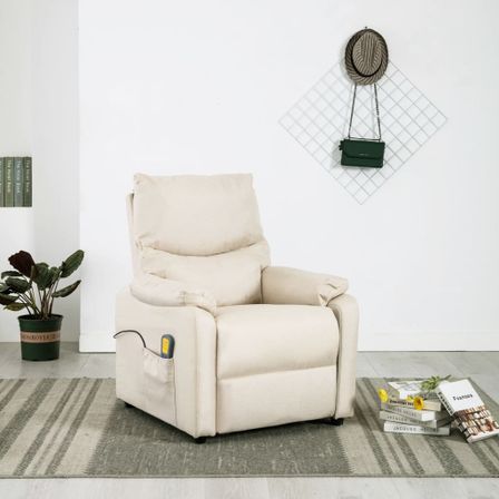 Fauteuil inclinable de massage Crème Tissu 9
