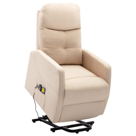 Fauteuil inclinable de massage Crème Tissu 8