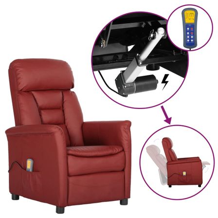 Fauteuil inclinable électrique de massage Bordeaux Similicuir