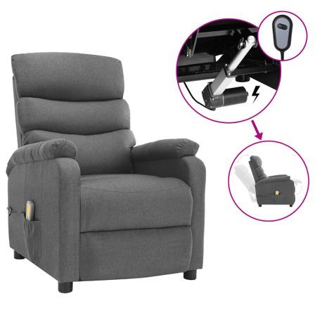 Fauteuil inclinable électrique de massage Gris clair Tissu 5