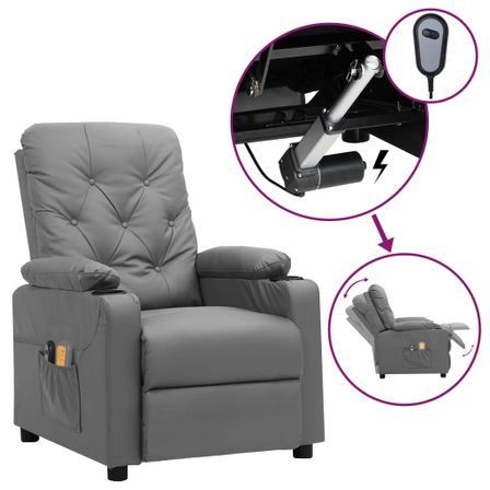 Fauteuil inclinable électrique de massage Gris Similicuir 6