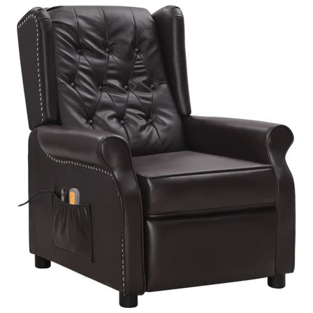 Fauteuil inclinable électrique de massage Marron Similicuir