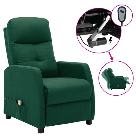 Fauteuil inclinable électrique de massage Vert foncé Tissu