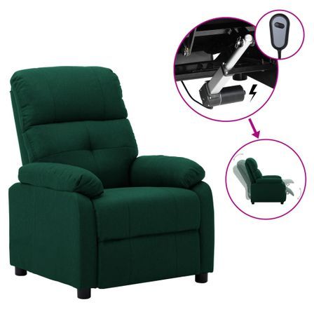Fauteuil inclinable électrique Vert foncé Tissu 10