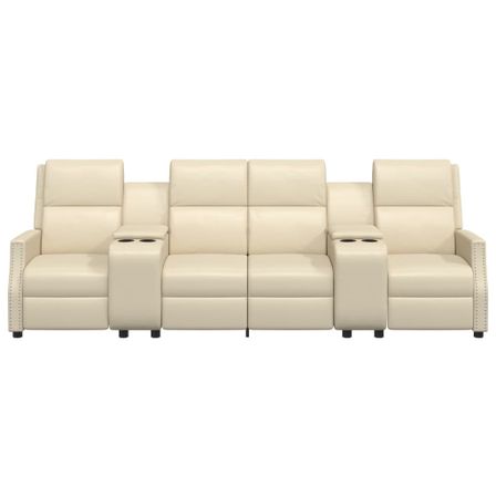 Fauteuil inclinable et porte-gobelets 4 places Crème Similicuir 2