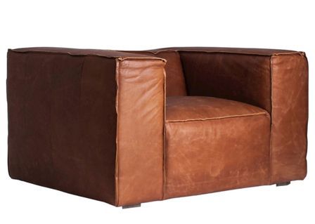 Fauteuil KURZA – Cuir de vache marron, esprit vintage
