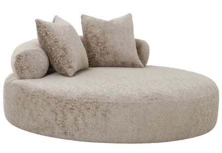 Fauteuil large CAIRO – Lit de repos avec 2 coussins – Tissu chenille naturel