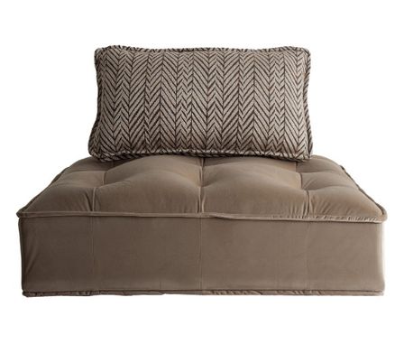 Fauteuil large tissu beige et marron Naomie