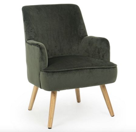 Fauteuil LAVINE – Effet velours et bois