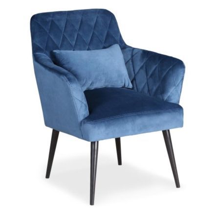 Fauteuil matelassé velours bleu Moody