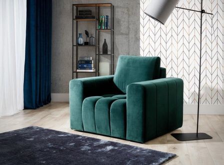 Fauteuil moderne capitonné LARKO velours