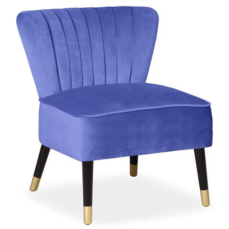 Fauteuil moderne velours bleu Paloma - Lot de 2