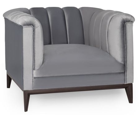 Fauteuil moderne velours gris Kubika 98 cm