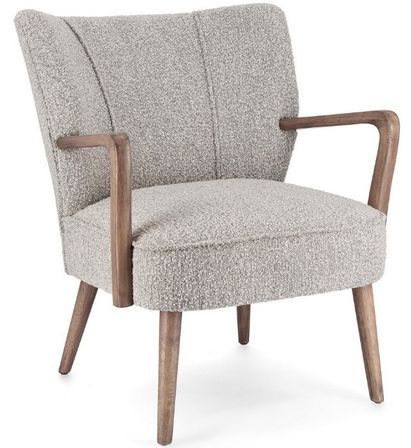 Fauteuil MORITZ – Tissu effet laine & bois massif