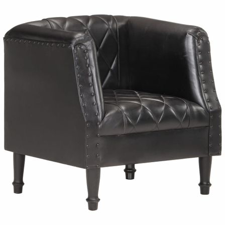 Fauteuil Noir Cuir véritable de chèvre