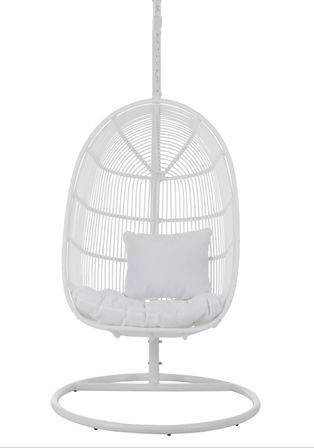 Fauteuil ovale suspendu acier effet rotin naturel BINO– Élégance aérienne