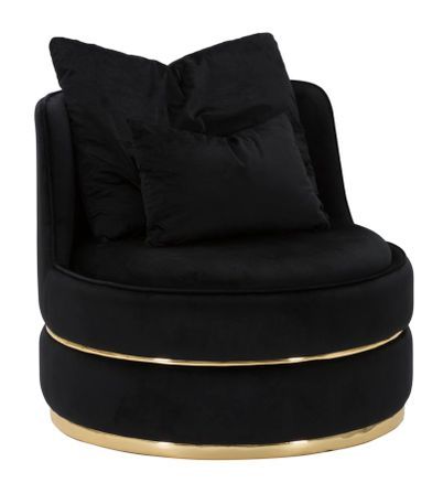 Fauteuil Paris Space noir capitonné doré design