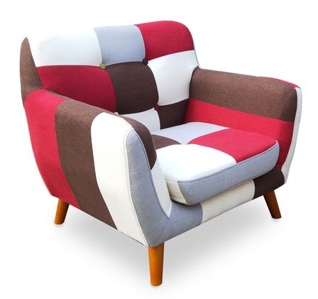 Fauteuil patchwork tissu multicolore Ambee