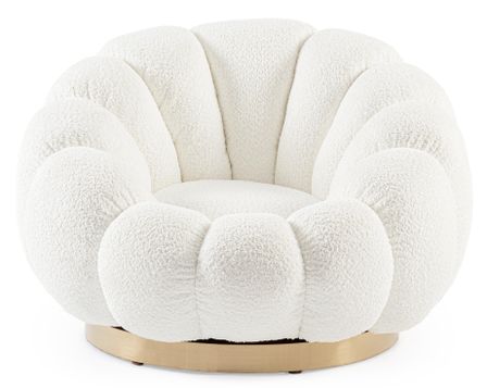 Fauteuil pivotant FLOREL – Chic et douceur en tissu bouclette