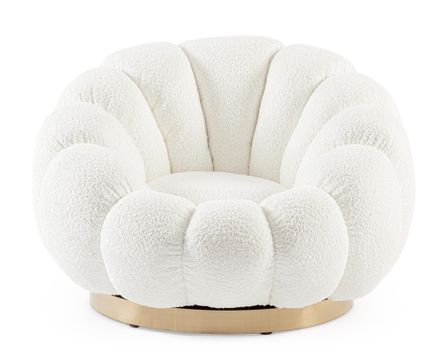 Fauteuil pivotant FLORE – Chic et douceur en tissu bouclette