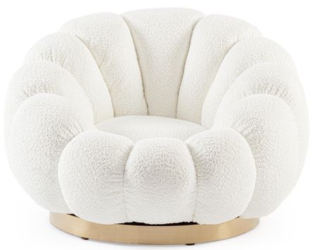 Fauteuil pivotant FLOREL – Chic et douceur en tissu bouclette