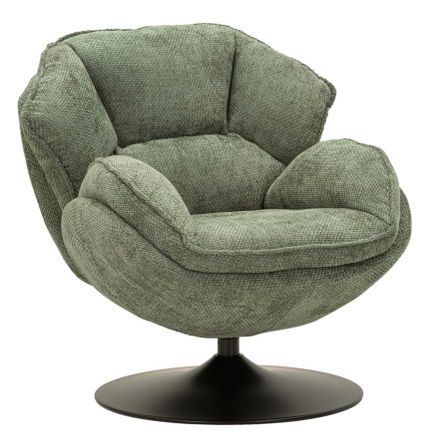 Fauteuil pivotant vert style rétro 85 x 80 x 81 cm