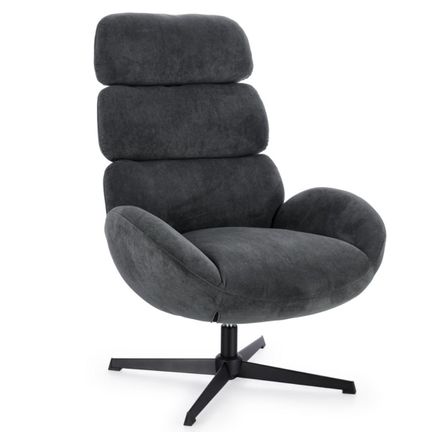 Fauteuil pivotant VIOLANTE - velours & pieds acier noir