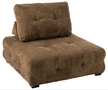 Fauteuil pouf velours marron Gibs