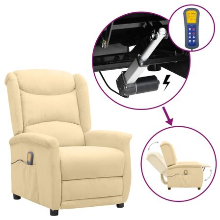 Fauteuil releveur inclinable de massage Crème Tissu microfibre 2