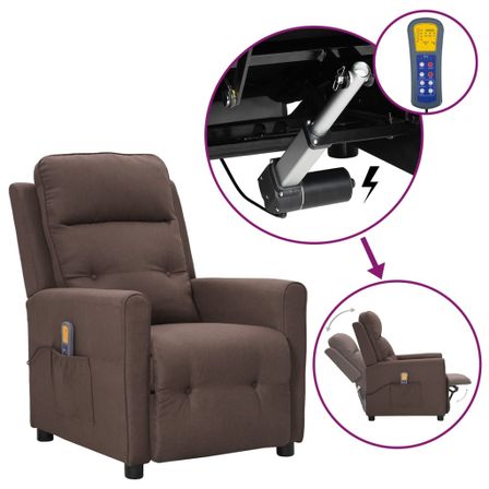 Fauteuil releveur inclinable de massage Taupe Tissu