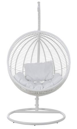 Fauteuil rond suspendu acier effet rotin naturel BINO - L'art de la détente en suspension