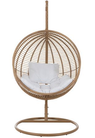 Fauteuil rond suspendu acier effet rotin naturel BINO - L'art de la détente en suspension