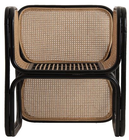 Fauteuil rotin clair et bois massif noir Awena