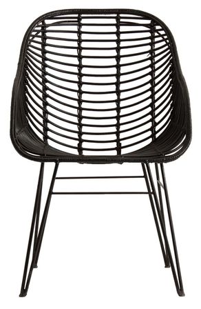 Fauteuil rotin et pieds métal noir Viggo