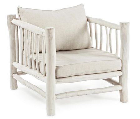Fauteuil SAHEL en bois massif de teck blanchi – Coussins déhoussables – 70 cm