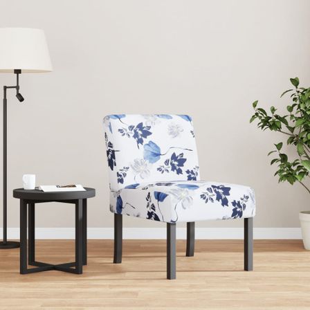 Fauteuil sans accoudoirs bleu tissu avec fleurs