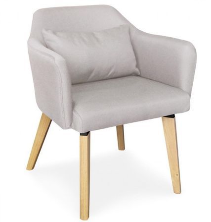 Fauteuil Scandinave tissu beige Kanty
