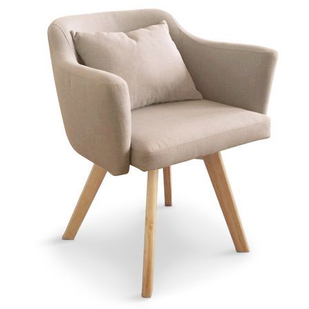 Fauteuil scandinave tissu beige Kanty - Lot de 2