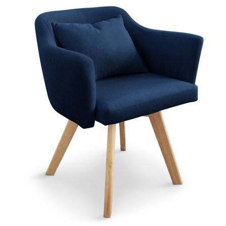Fauteuil scandinave tissu bleu Kanty - Lot de 2