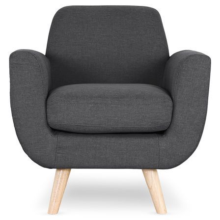 Fauteuil scandinave tissu gris foncé Annis