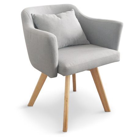 Fauteuil scandinave tissu gris Kanty - Lot de 2
