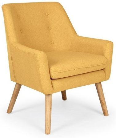 Fauteuil scandinave tissu jaune Gustavo