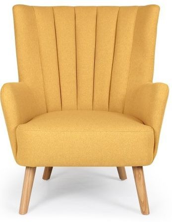 Fauteuil scandinave tissu jaune Vernier