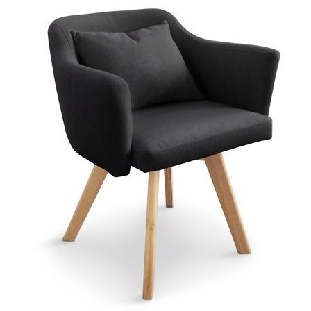 Fauteuil Scandinave tissu noir Kanty - Lot de 2