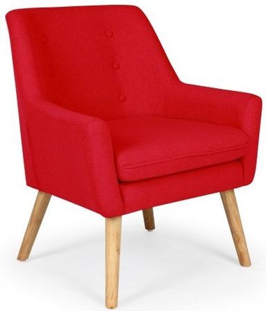 Fauteuil scandinave tissu rouge Gustavo