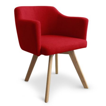Fauteuil Scandinave tissu rouge Kanty - Lot de 2
