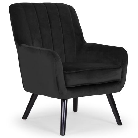 Fauteuil scandinave velours noir Canyon